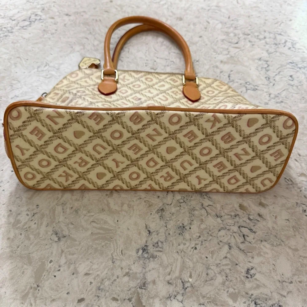 Dooney & Bourke Monogram Tan  Satchel Y2K Preppy OS Heart Logo